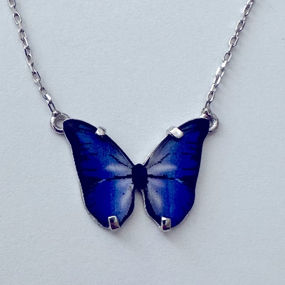 Jewelry - Blue butterfly 925 silver necklace